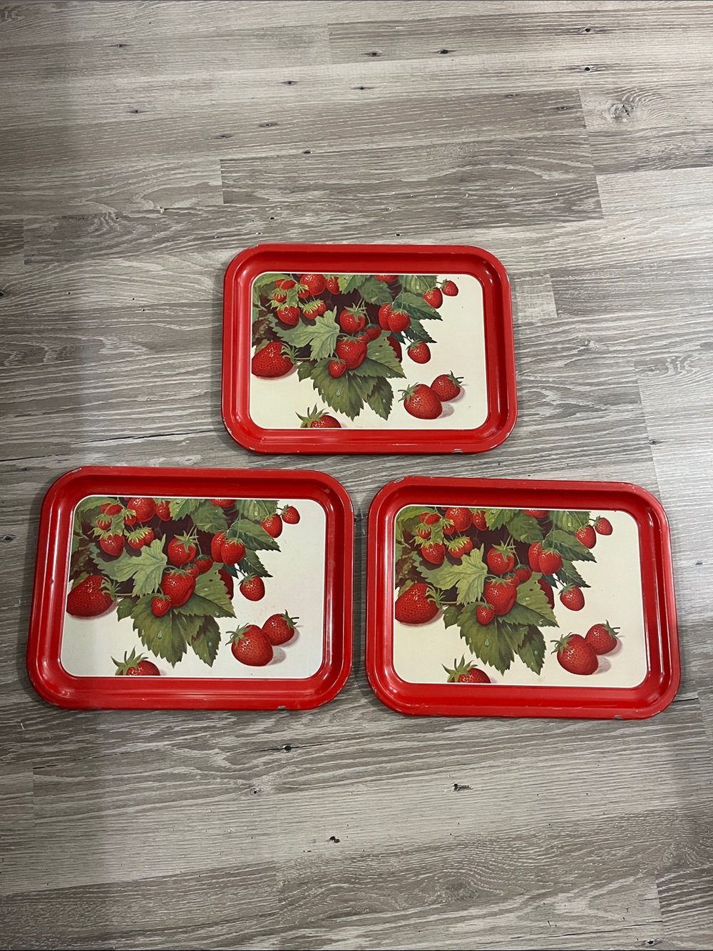 Vintage strawberry metal trays